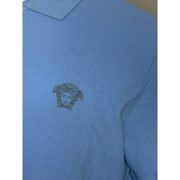 Versace Medusa Piquet Cotton Blue Short Sleeve Polo Shirt 5XL A89507S NWT